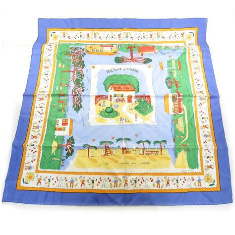 HERMES Silk Retour A La Terre Scarf 90 